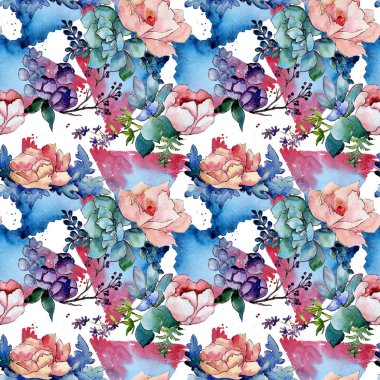 Buket çiçek deseni suluboya tarzında.