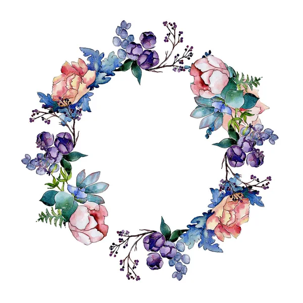 Bouquet flower wreath in a watercolor style. — Stock Photo, Image