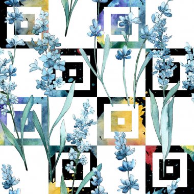 Kır çiçeği lavanta çiçek deseni suluboya tarzında.