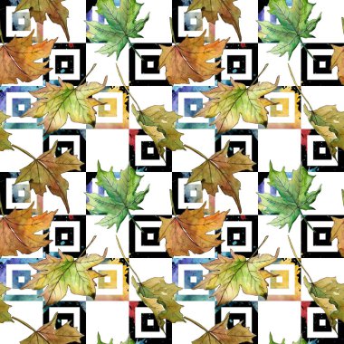 Akçaağaç yaprağı deseni suluboya tarzında.