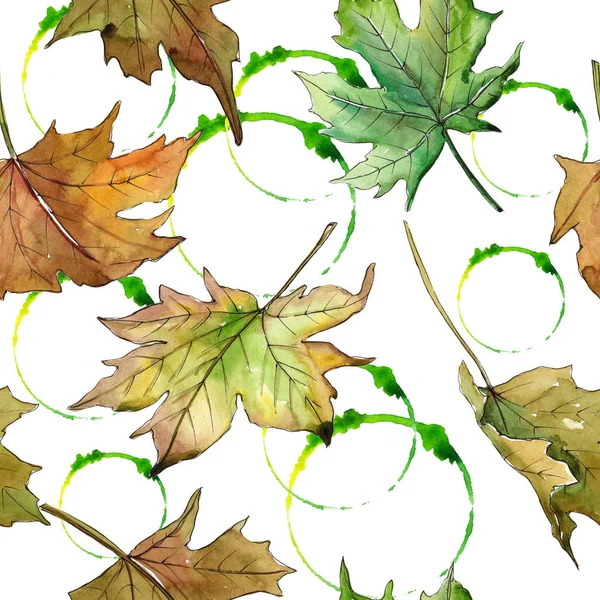 水彩画のカエデの葉パターン. — ストック写真