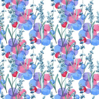 Kır çiçeği lavanta çiçek deseni suluboya tarzında.