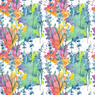 Kır çiçeği lavanta çiçek deseni suluboya tarzında.