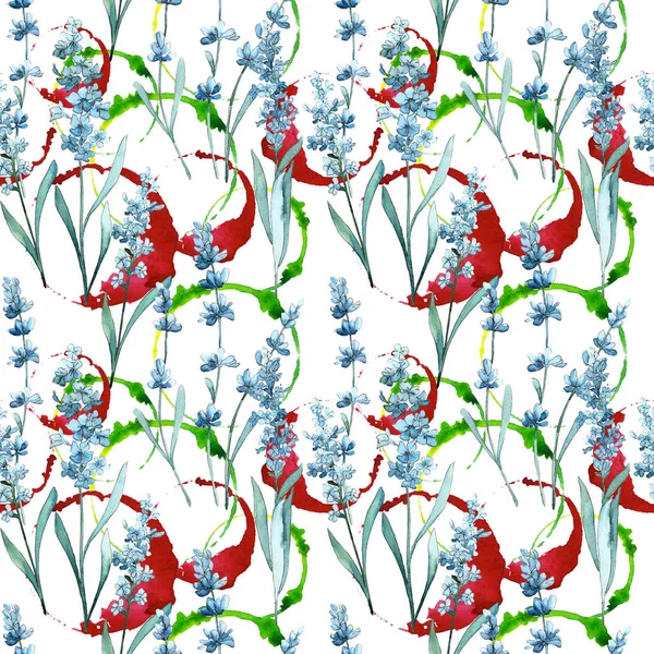 Wildflower lavender flower pattern in a watercolor style. — Stock Photo, Image