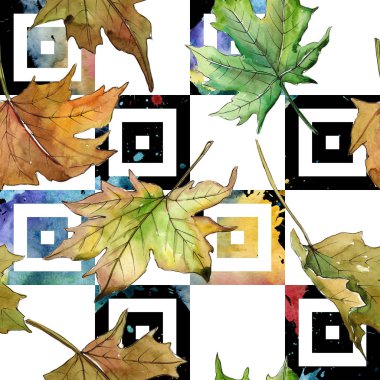 Akçaağaç yaprağı deseni suluboya tarzında.