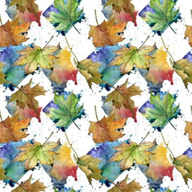 Akçaağaç yaprağı deseni suluboya tarzında.