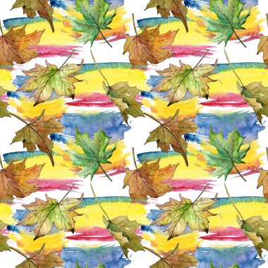 Akçaağaç yaprağı deseni suluboya tarzında.