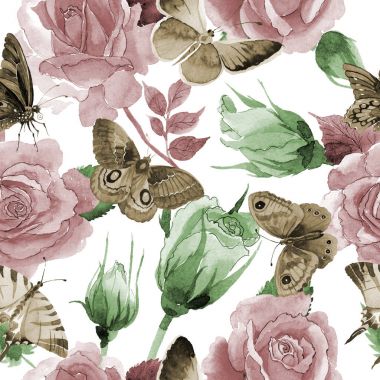 Kır çiçeği sarı çay-hibrid gül çiçek deseni suluboya tarzında.