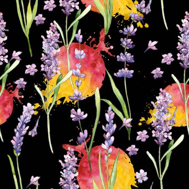 Kır çiçeği lavanta çiçek deseni suluboya tarzında.