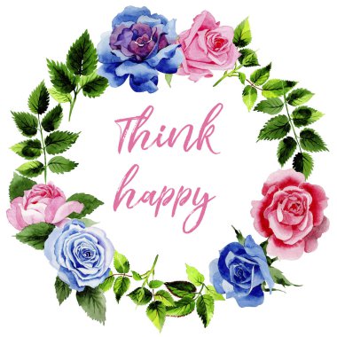 Suluboya tarzında gül çelenk yaprakları.