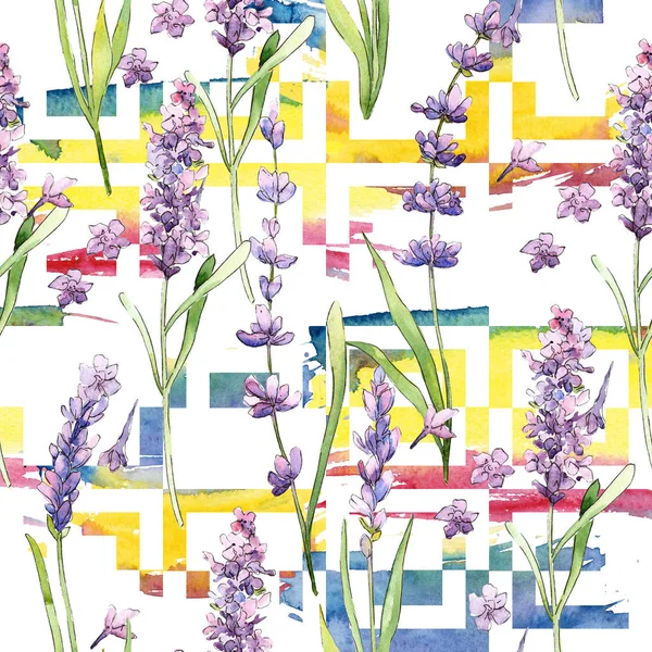 Wildflower lavender flower pattern in a watercolor style.