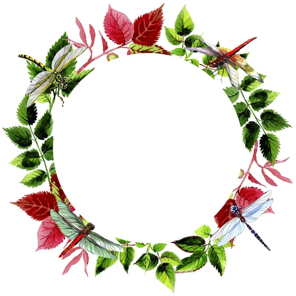 Leaves of rose wreath in a watercolor style. — Stock Photo, Image