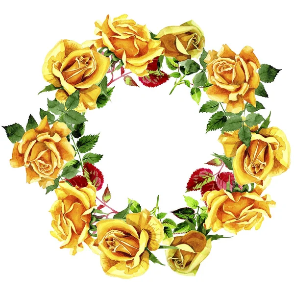 Leaves of rose wreath in a watercolor style. — Stock Photo, Image