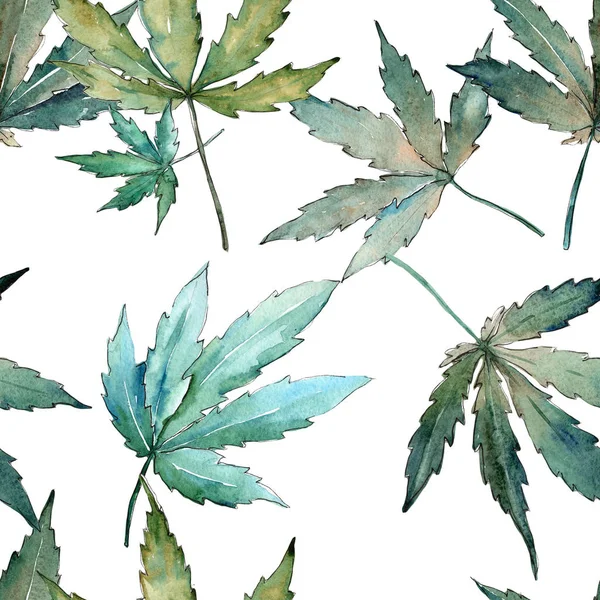 Padrão de folhas de cannabis em um estilo aquarela . — Fotografia de Stock