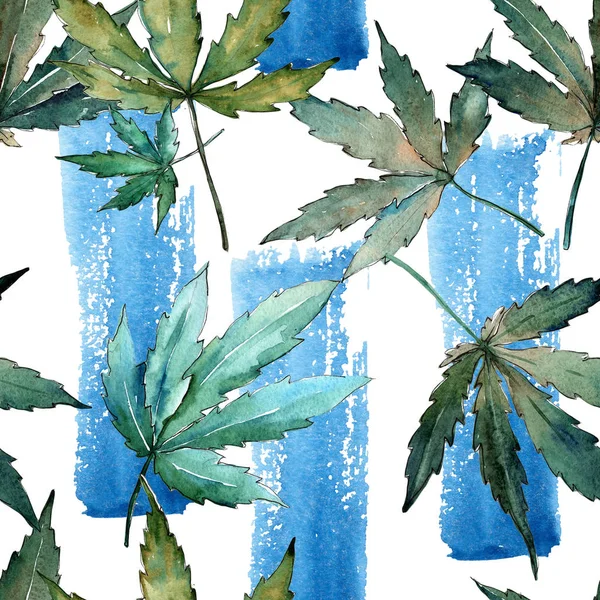 Cannabis blad mönster i akvarell stil. — Stockfoto
