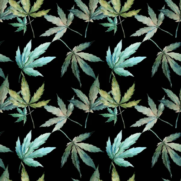 Modello di foglie di cannabis in stile acquerello . — Foto Stock