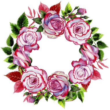 Suluboya tarzında gül çelenk yaprakları.