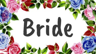 Yaprakları gül çerçevesinin suluboya tarzında.