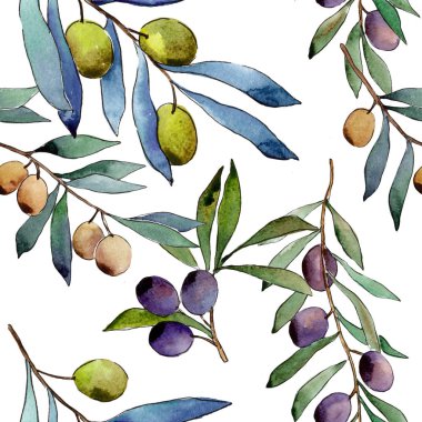 Zeytin ağacı desen suluboya tarzında.