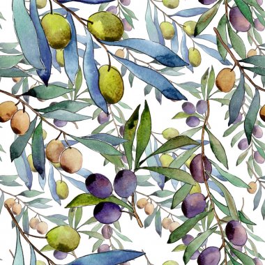 Zeytin ağacı desen suluboya tarzında.