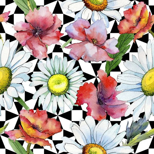 Vadvirág Kamilla virág minta akvarell stílusú. — Stock Fotó