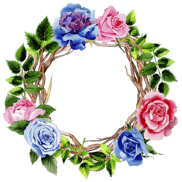 Leaves of rose wreath in a watercolor style. — Stock Photo, Image