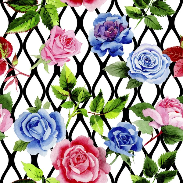 Bladeren van de roos patroon in een aquarel stijl. — Stockfoto