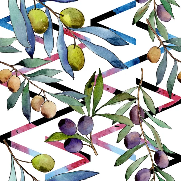 Olive tree pattern in a watercolor style.