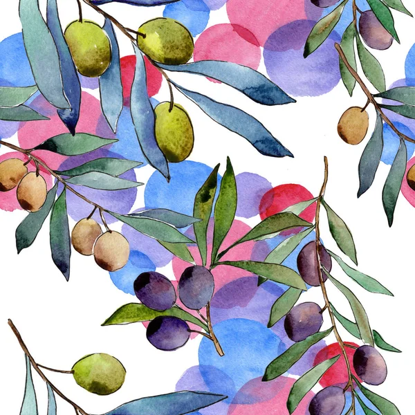 Olive tree pattern in a watercolor style. — Stock Photo, Image