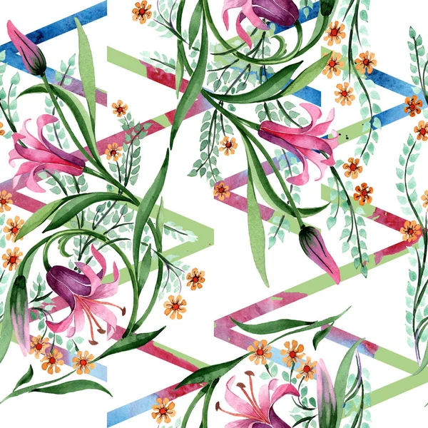 Wildflower ornament flower pattern in a watercolor style. — Stock Photo, Image