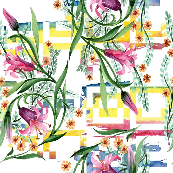 Wildflower ornament flower pattern in a watercolor style. — Stock Photo, Image
