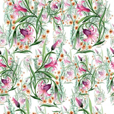 Kır çiçeği süs çiçek deseni suluboya tarzında.