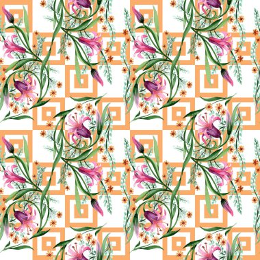 Kır çiçeği süs çiçek deseni suluboya tarzında.