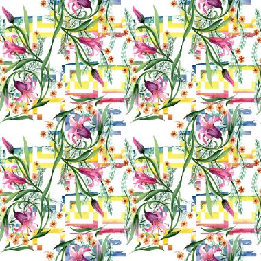 Kır çiçeği süs çiçek deseni suluboya tarzında.