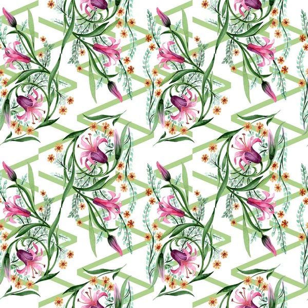 Ornement de fleurs sauvages motif de fleurs dans un style aquarelle . — Photo