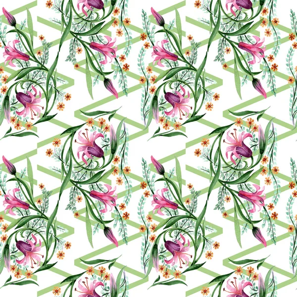 Wildflower ornament flower pattern in a watercolor style.