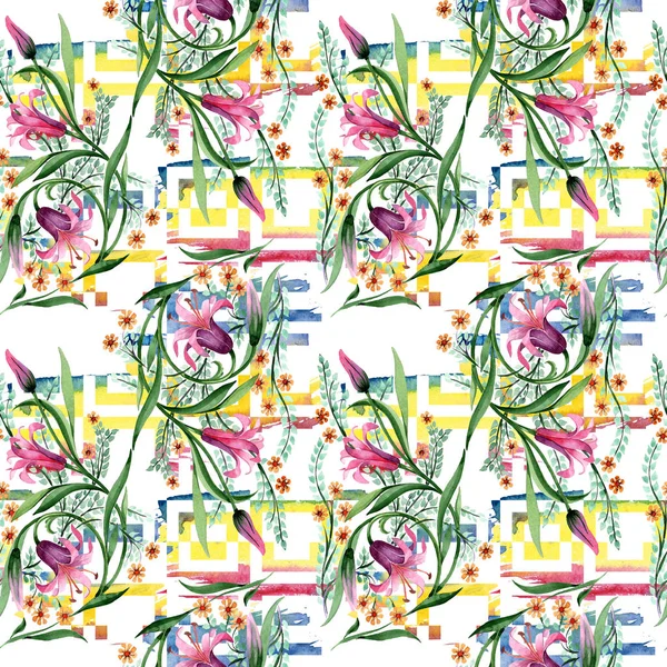 Wildflower sieraad bloemenpatroon in een aquarel stijl. — Stockfoto