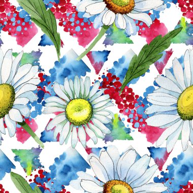 Kır çiçeği papatya çiçek deseni suluboya tarzında.