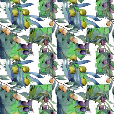 Zeytin ağacı desen suluboya tarzında.