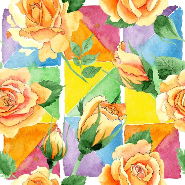 Fiore di campo giallo tè ibrido rose modello fiore in stile acquerello . — Foto Stock