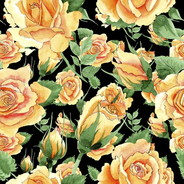 Fleurs sauvages jaune thé hybride rose motif de fleurs dans un style aquarelle . — Photo