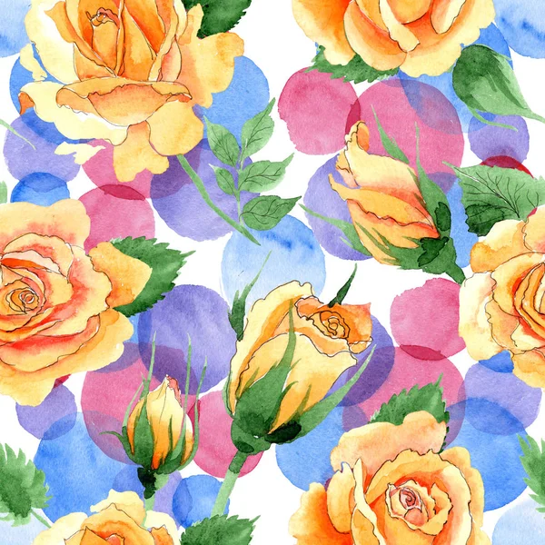 Wildflower gele thee-hybride rozen bloem patroon in een aquarel stijl. — Stockfoto