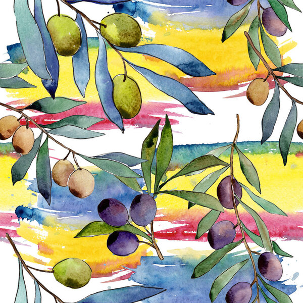 Olive tree pattern in a watercolor style.