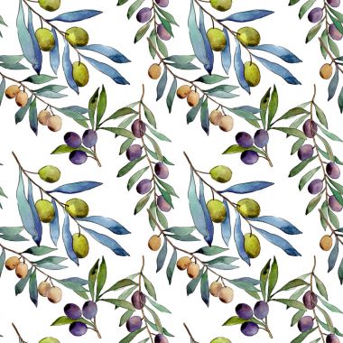 Zeytin ağacı desen suluboya tarzında.