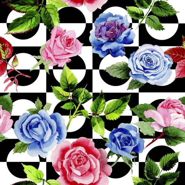 Folhas de rosa padrão em um estilo aquarela . — Fotografia de Stock