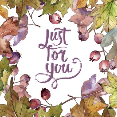 Alıç çerçeve suluboya tarzında yaprakları.