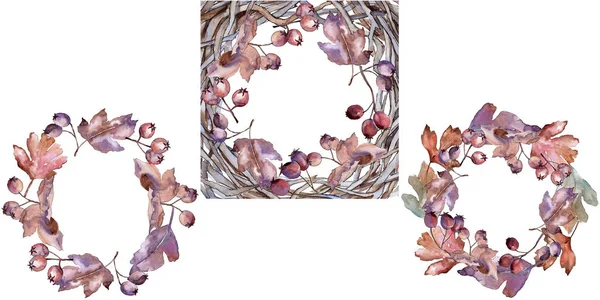 Alıç çelenk suluboya tarzında yaprakları.