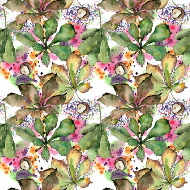 Kestane yaprakları desen suluboya tarzında.