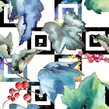 Frenk üzümü desen izole bir suluboya tarzında bırakır..