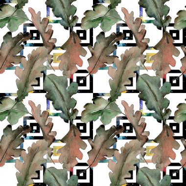 Meşe yaprağı deseni suluboya tarzında.